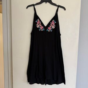 Embroidered Black Swim Coverup NWOT